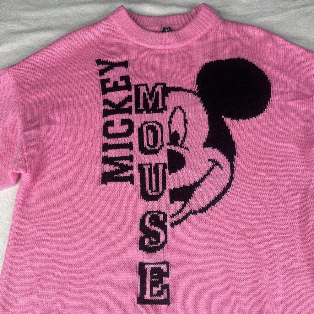 Pink Mickey Mouse Sweater Women’s Sz XS Disney World Minnie Mouse Face